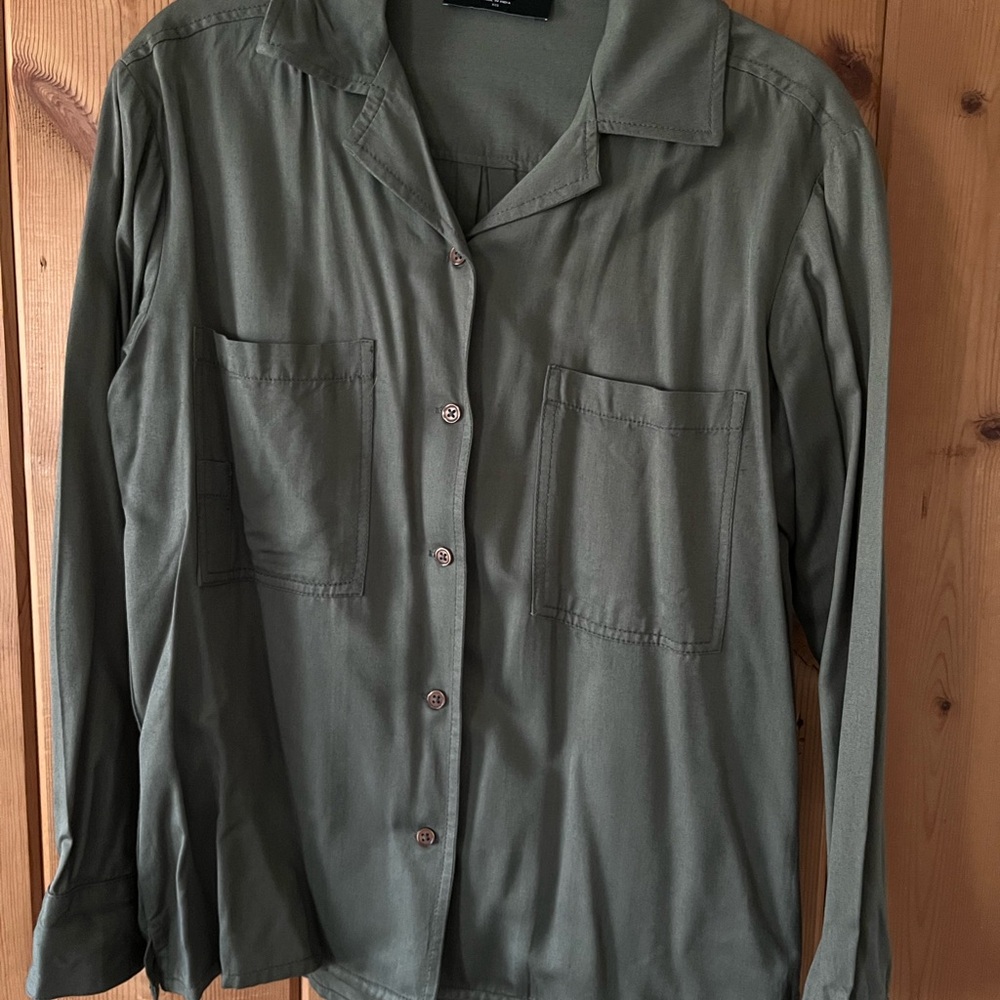 Olive Green Button-Up Shirt